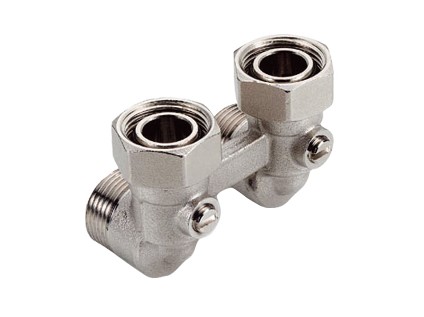 TIEMME rohové radiátorové uzavíratelné šroubení dvojité pro VK  3/4