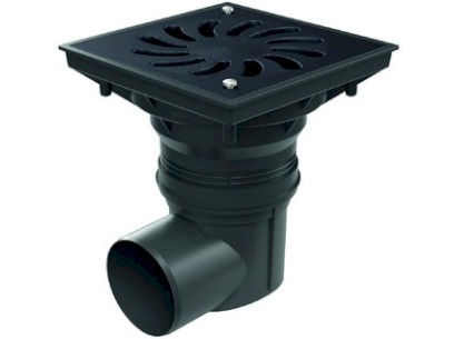 Kanalizační vpusť boční se suchou klapkou pro venkovní použití s litinovou  mříží se šrouby