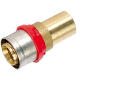 TIEMME lisovací přímý kus s přechodem na měděné trubky  16 x 2 - 15 mm