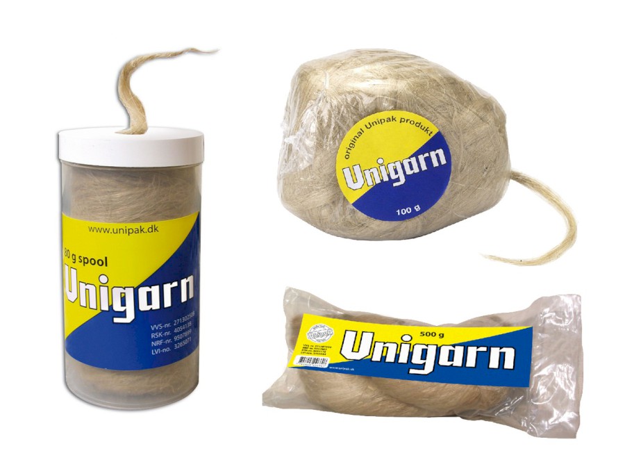 UNIGARN přírodní Instalatérský len 80g cívka v plastovém zásobníku