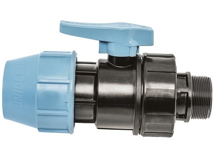 UNIDELTA kulový kohout s vnějším závitem pro připojení PE trubek  63 x 2