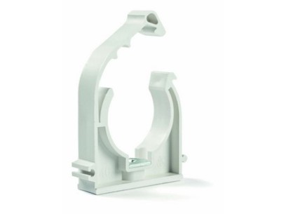 Plastová příchytka měděných trubek, jednoduchá se závitem M6 a klipem,  28 mm