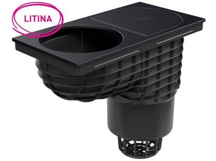 Lapač střešních splavenin gaigr spodní DN 160 - velkokapacitní (996 l/min), litinový povrch