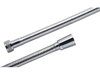 Sprchová plastová hadice s chromovaným designem a otočným šroubením, délka 150 cm