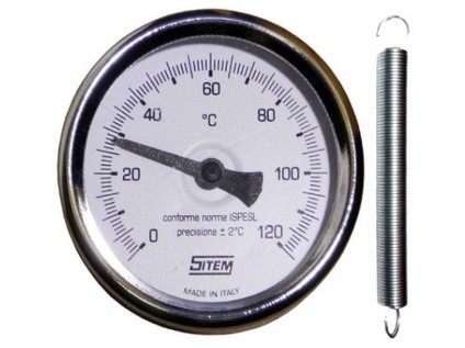 SITEM příložný teploměr na potrubí s pružinou, průměr 63 mm