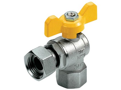 TIEMME plynový kulový kohout rohový s motýlem vnitřní/vnitřní závit s převleč. maticí 1/2