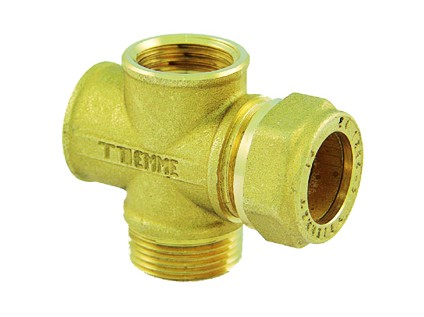 TIEMME SOLAR křížová spojka s vnějším závitem, pro Cu trubky 18 x 18