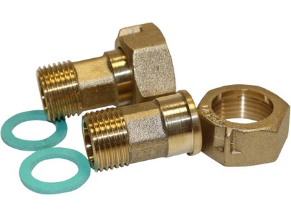 Šroubení k vodoměru (sada - 2x matka, dřík, těsnění)