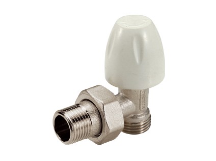 TIEMME rohový radiátorový ventil jednoregulační s napojením na Cu, Pex a Al-Pex trubky  3/8