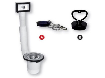 Dřezový výtokový ventil s univerzálním přepadem a zátkou  1