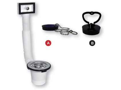 Dřezový výtokový ventil s univerzálním přepadem a zátkou  1