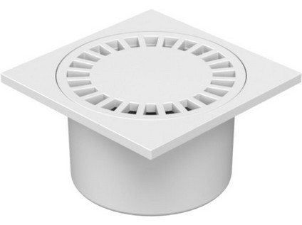 Podlahová vpusť spodní PLAST hluboká DN 50 - 150 x 150 mm