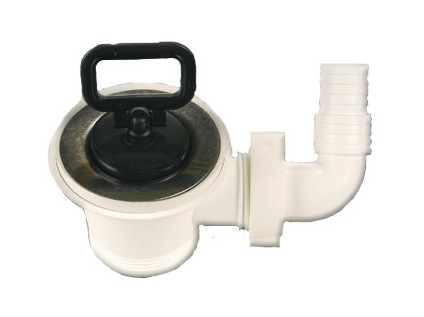 Dřezový výtokový ventil se zátkou a pračkovým vývodem  1