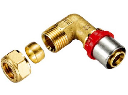 TIEMME lisovací koleno s přechodem na měděné trubky 26 x 3 - 22 mm