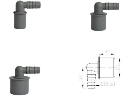 HT rohová koncovka pro napojení hadice 19-21 mm