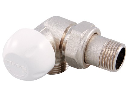 TIEMME termostatický úhlový dvouregul. ventil s ruční hlavicí, levé provedení