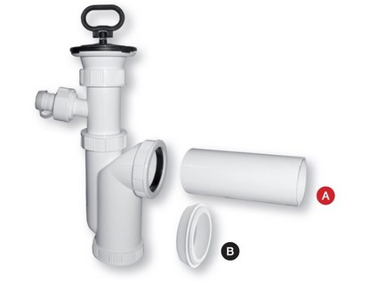 Sifon dřezový s nerezovou miskou a pračkovým vývodem  DN 50