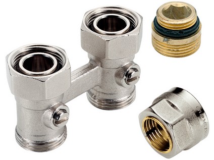 TIEMME  přímý radiátorový kit pro připojení měděných trubek o průměru  15