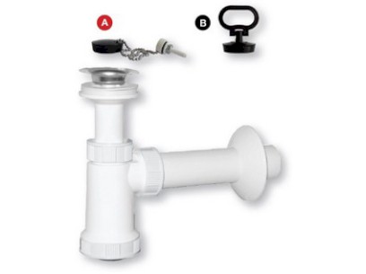 Umyvadlový E sifon s nerezovou miskou a zátkou  DN 40