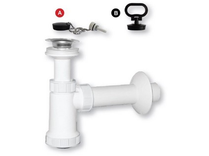 Umyvadlový E sifon s nerezovou miskou a zátkou  DN 40