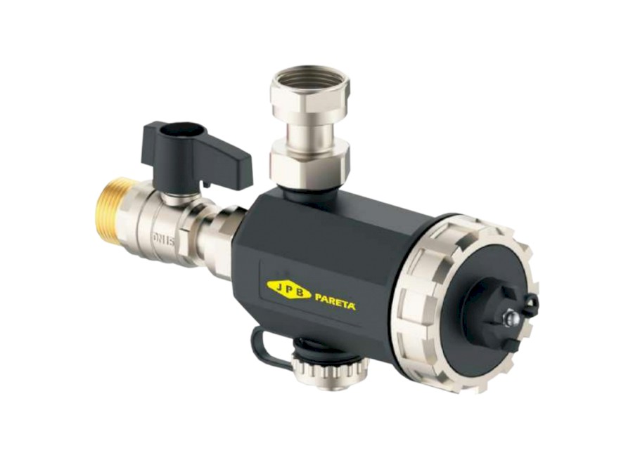 Magnetický odlučovač nečistot DN20 kompaktní pod kotel, s kulovým kohoutem 3/4