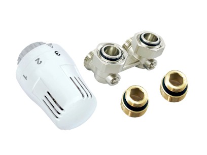 VK KIT rohový - šroubení, 2x redukce, termostatická hlavice