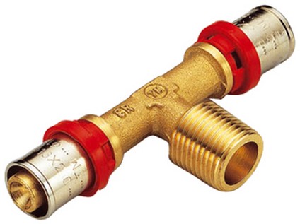 TIEMME lisovací T kus s vnějším závitem  16 x 1/2