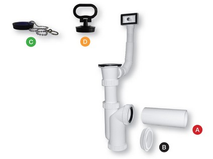 Sifon dřezový s univerzálním přepadem, zátkou a řetízkem  DN 50
