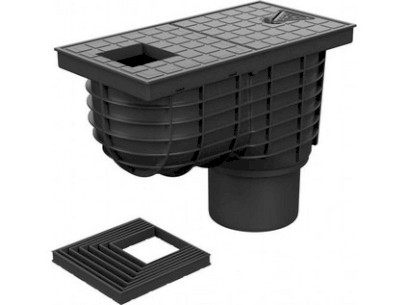 Kanalizační vpusť spodní s lapačem střešních splavenin DN 110, hranatý svod