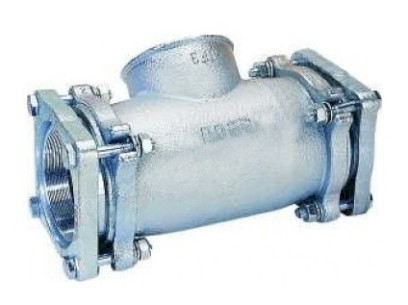 GEBO svěrná spojka TF oboustranná s odbočkou s vnitřním závitem pro ocelovou trubku 3