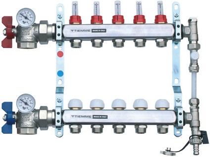 TIEMME NEREZ rohový plně osazený rozdělovač s průtokoměry a s by-passem