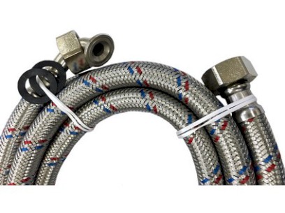 Nerezová napouštěcí pračková hadice s kolenem vnitřní/vnitřní závit 3/4