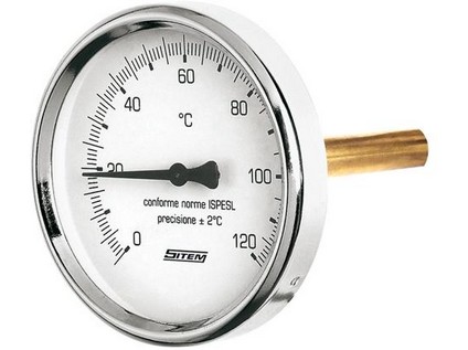 SITEM teploměr se zadním napojením a jímkou, 0-60°C, průměr 60, 80, 100 mm