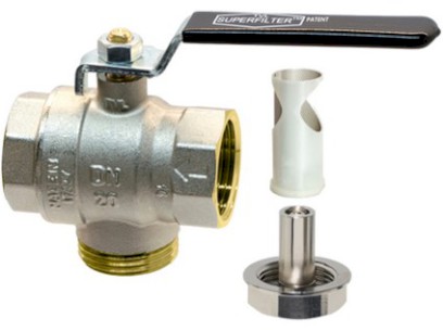 SUPERFILTER kulový kohout s vestavěným filtrem a magnetem, s pákou