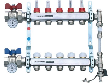 TIEMME NEREZ plně osazený rozdělovač s průtokoměry a s by-passem