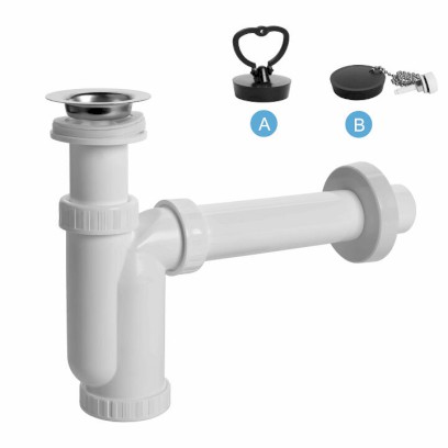 Umyvadlový sifon s nerezovou miskou, zátkou a řetízkem  DN 40